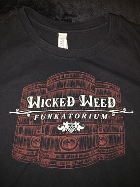Black Tee with Red Barrel and White Text Graphic
